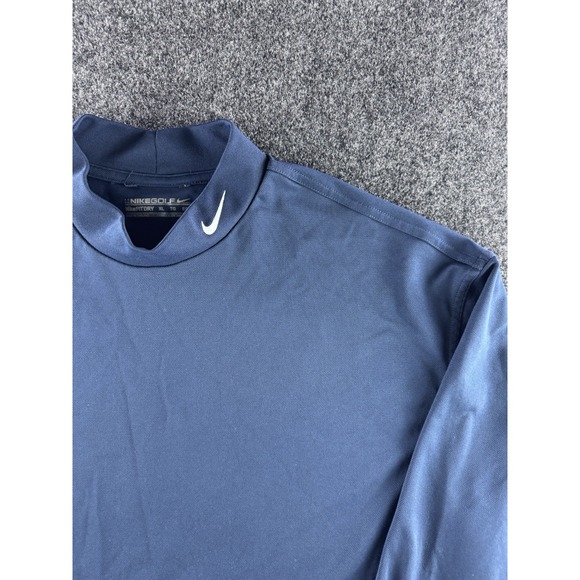 Nike Golf Dri Fit Long Sleeve Mock Neck Shirts XL Blue Black 2 Lot - Picture 10 of 15
